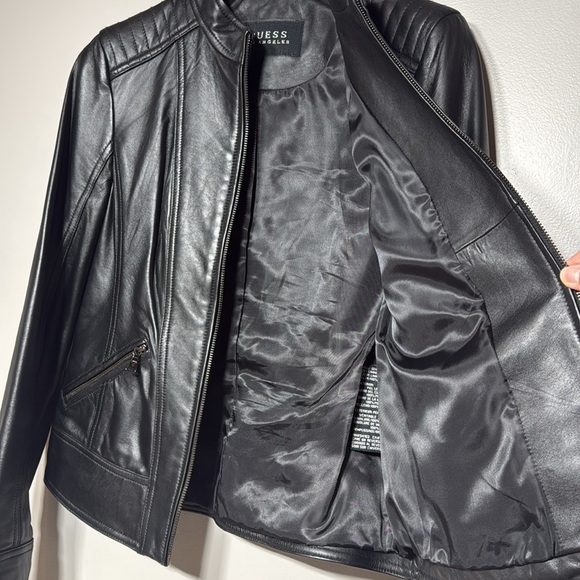 Guess Genuine Leather Jacket Women’s Size M - Picture 6 of 10